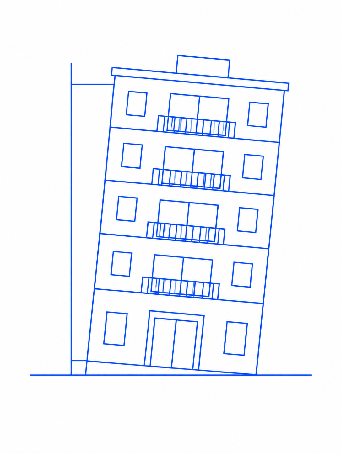 傾いている建物
